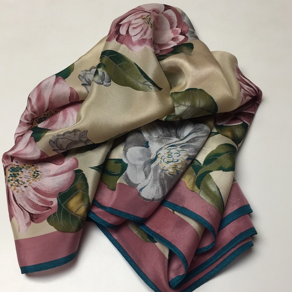 Silk Square Floral Scarf - Picture 6 of 6